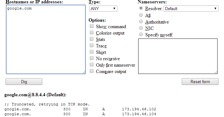 Raycast Store: Dig - DNS Lookup